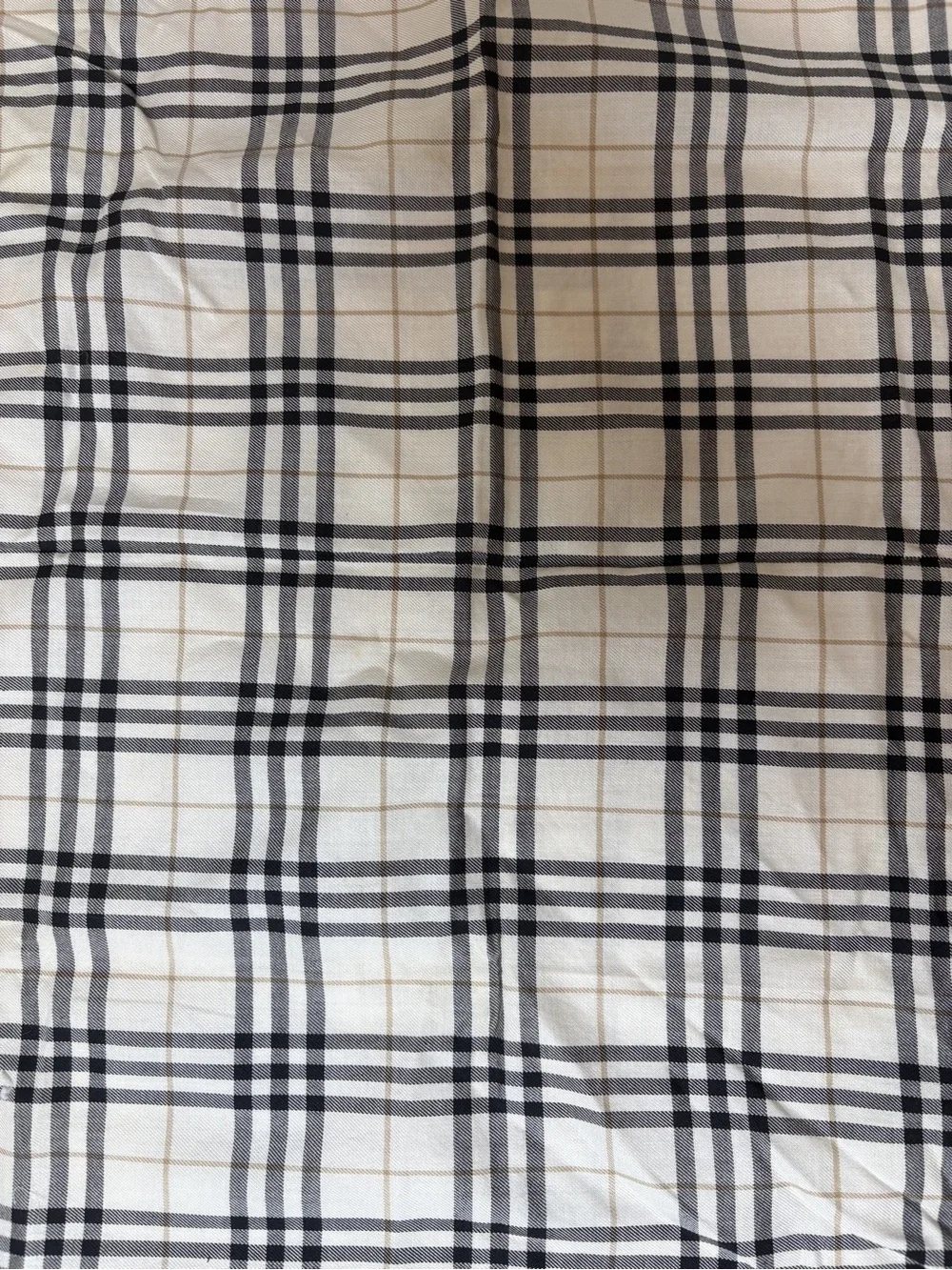 Burberry Black and White Plaid Silk Scarf